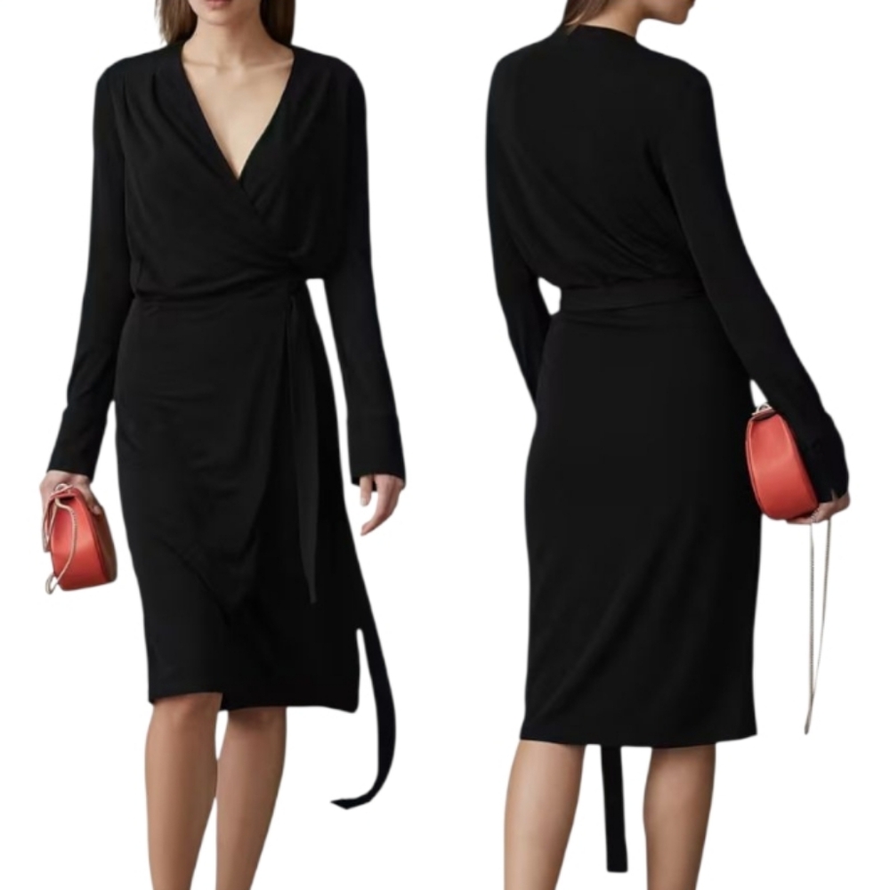 REISS Grace Wrap Dress Classic Elegance